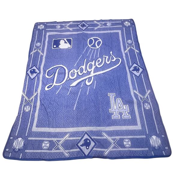 MLB Los Angeles Dodgers Oversized Baseball Mexican Blanket 72x87 - Picture 1 of 5